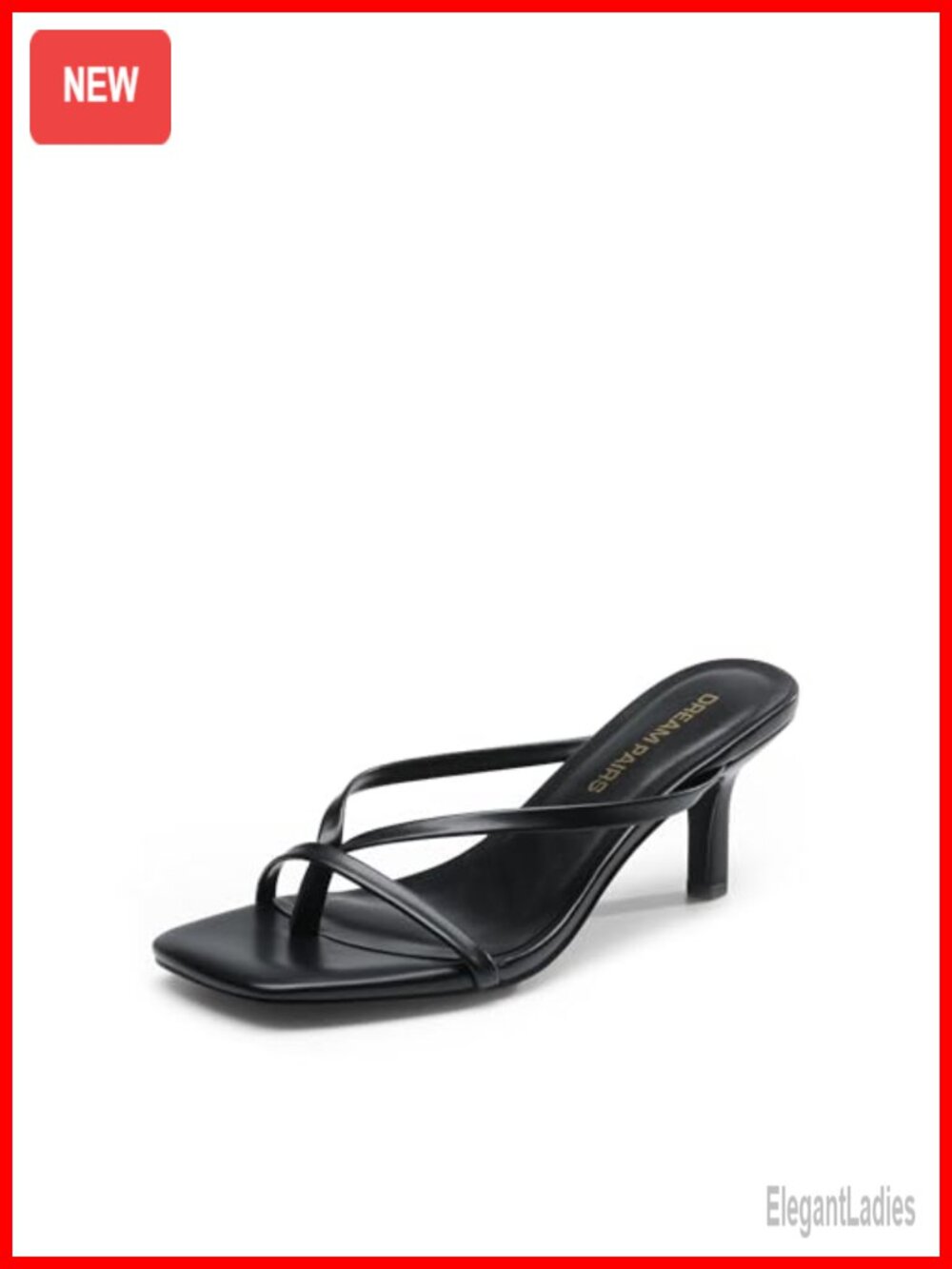 Kitten Heels Flip Flops Slip On Low Heels Open Square Toe Thong Heeled Sandals